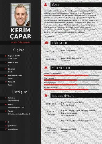 Tarih Öğretmeni Cv Örnekleri cv indir